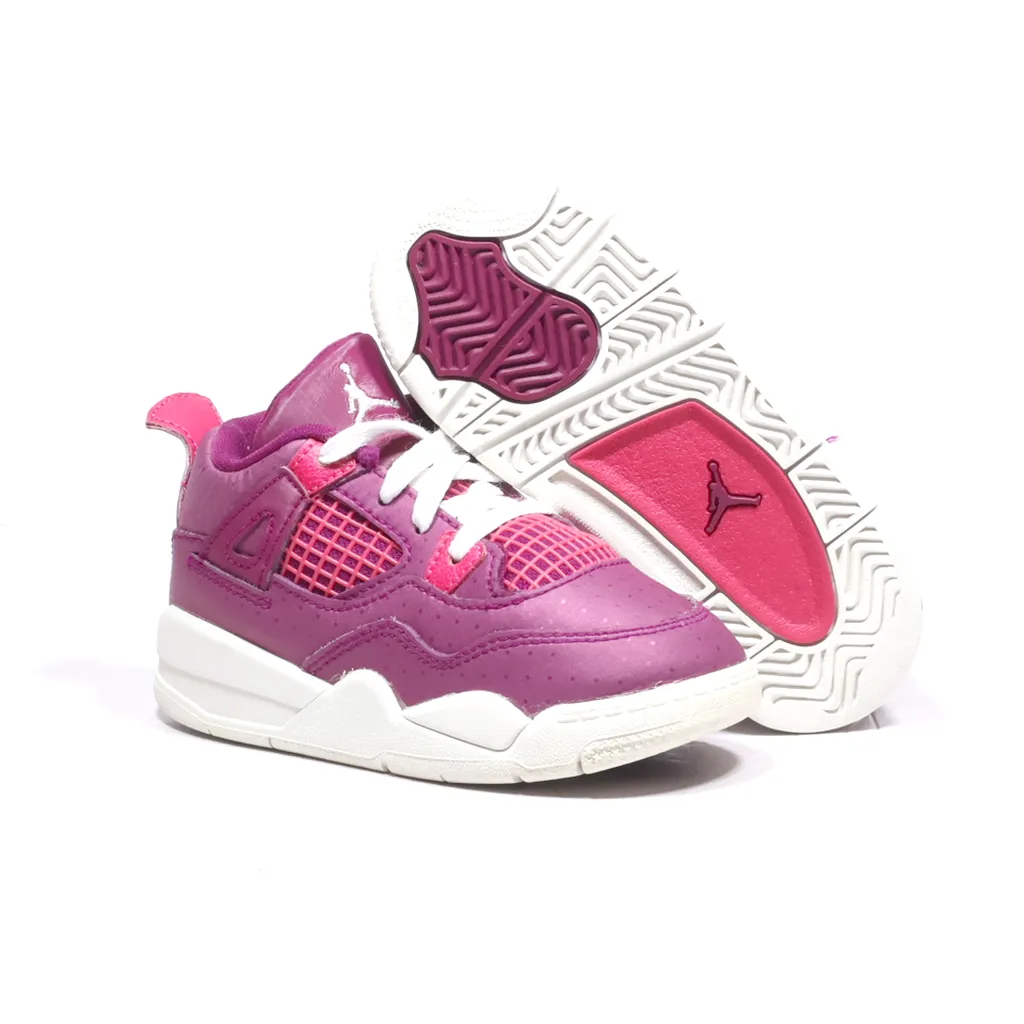 Air Jordan 4 Retro Td Sneakers Fabric Pink Color For Kids