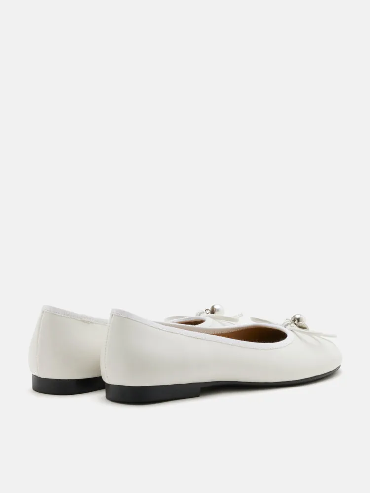 Atomic Heart & Pearl Charm Bow Flats