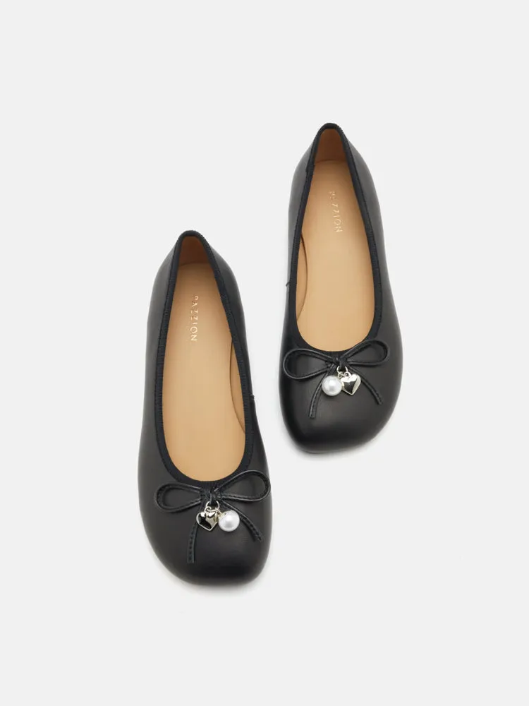Atomic Heart & Pearl Charm Bow Flats