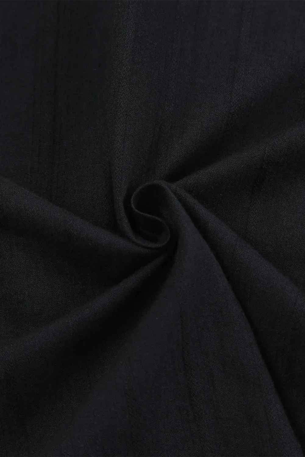 Black Textured Buttoned Pocket Long Sleeve Shirt