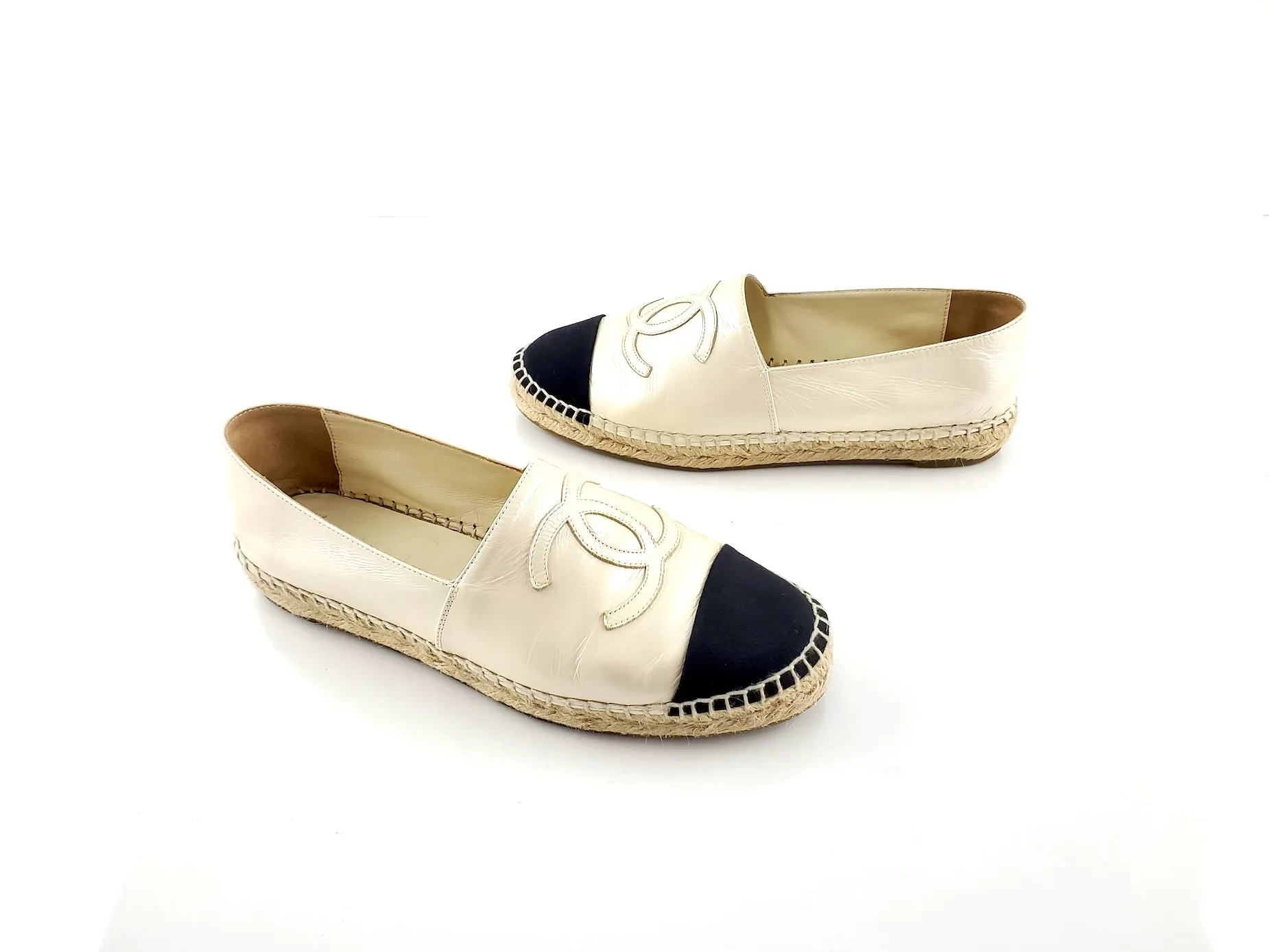CHANEL Lambskin CC Espadrilles 38