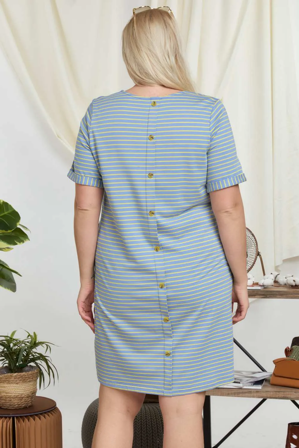 Davi And Dani Pinstripe Plus Tee Dress