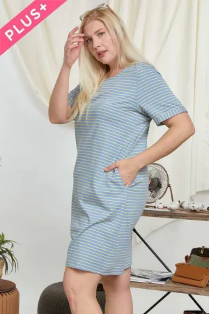 Davi And Dani Pinstripe Plus Tee Dress