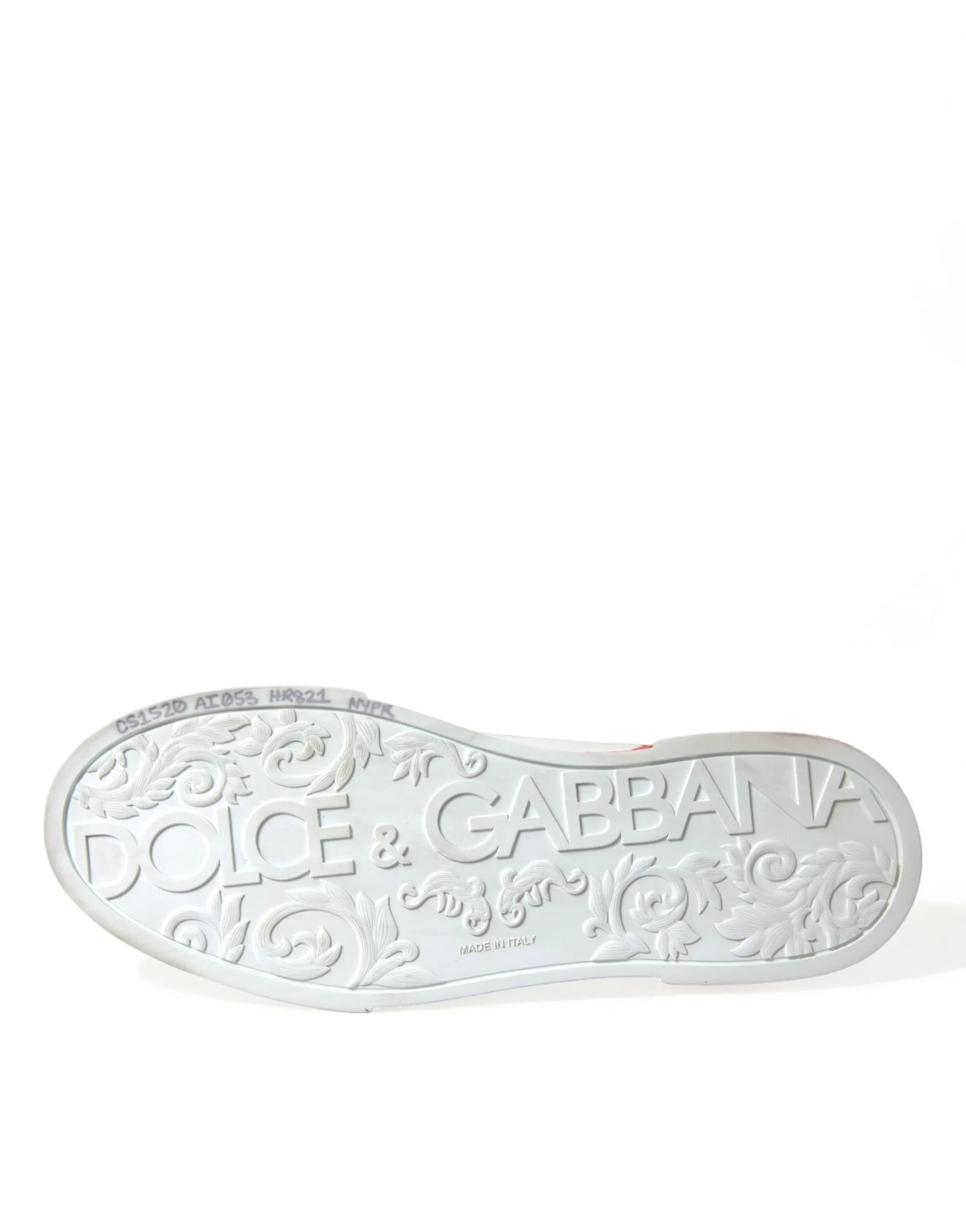 Dolce & Gabbana Elegant White and Red Calfskin Sneakers