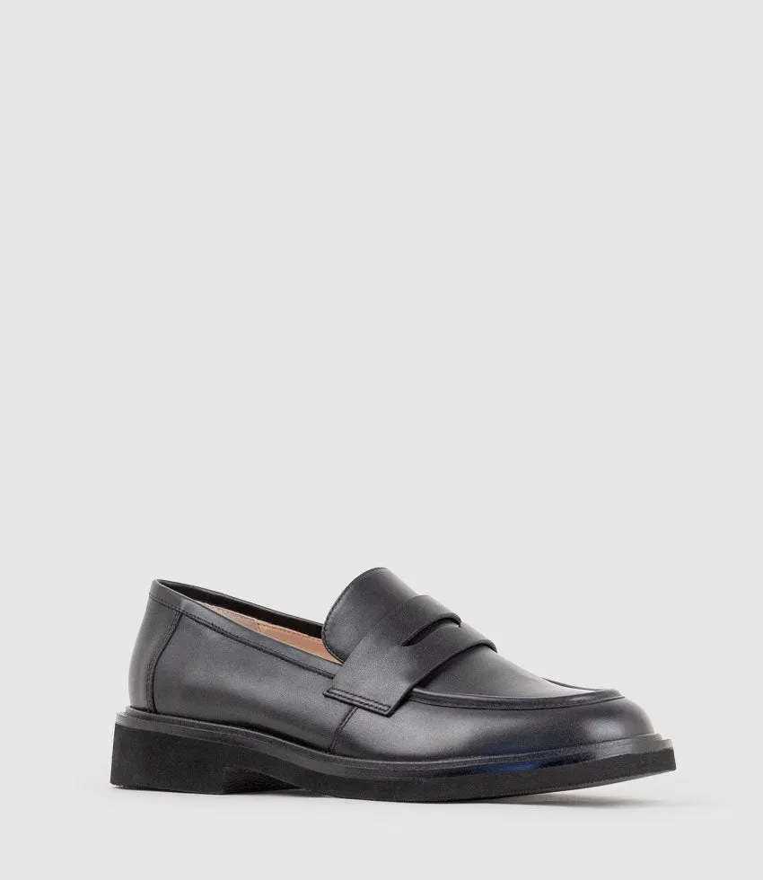 GALIA Loafer with Keeper in Black Calf