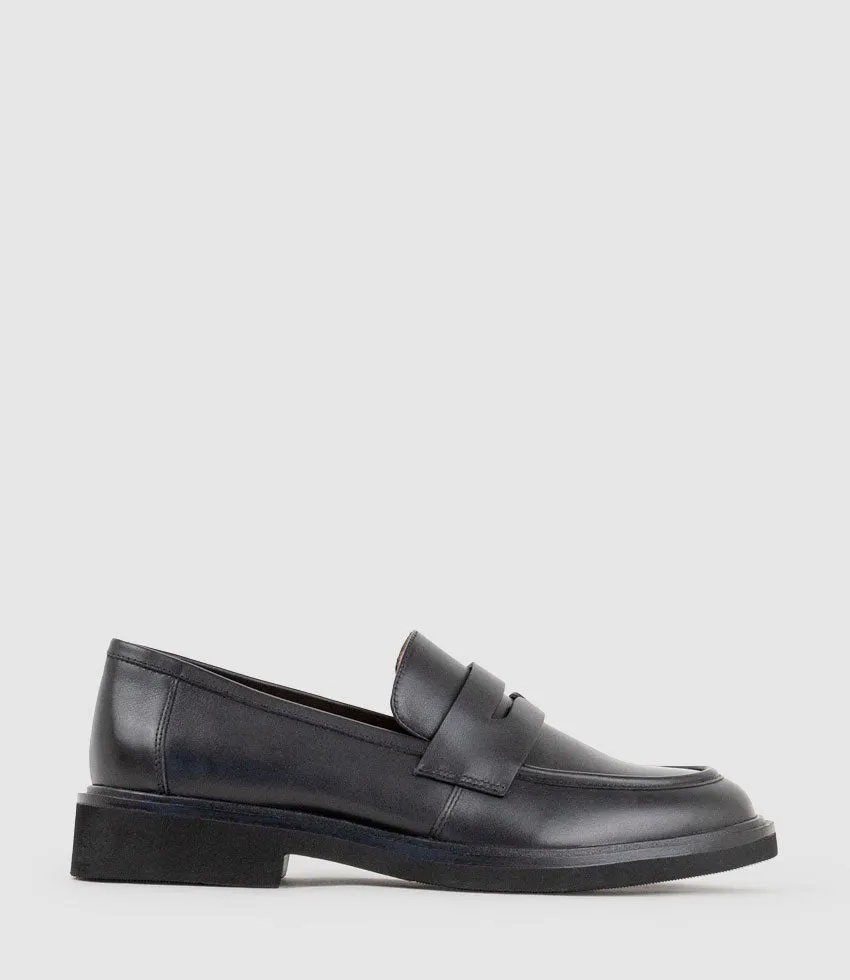 GALIA Loafer with Keeper in Black Calf