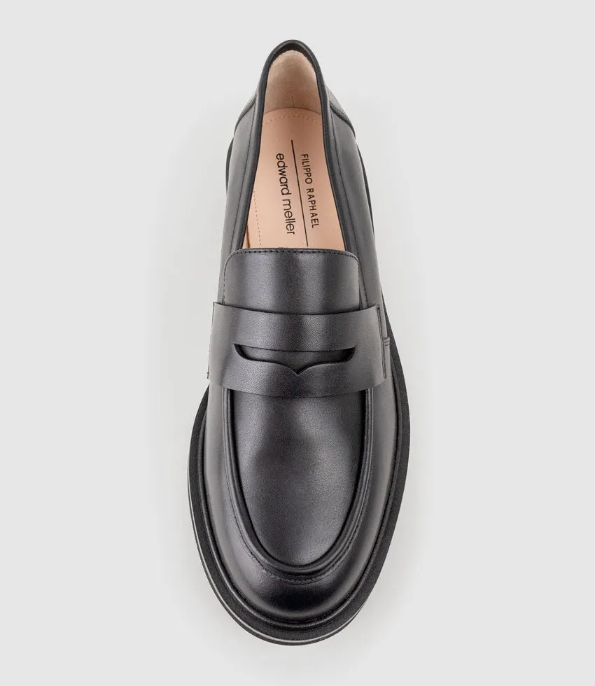 GALIA Loafer with Keeper in Black Calf
