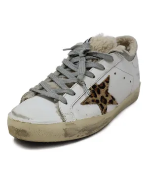 Golden Goose White Leather & Leopard Print Sneakers sz 7
