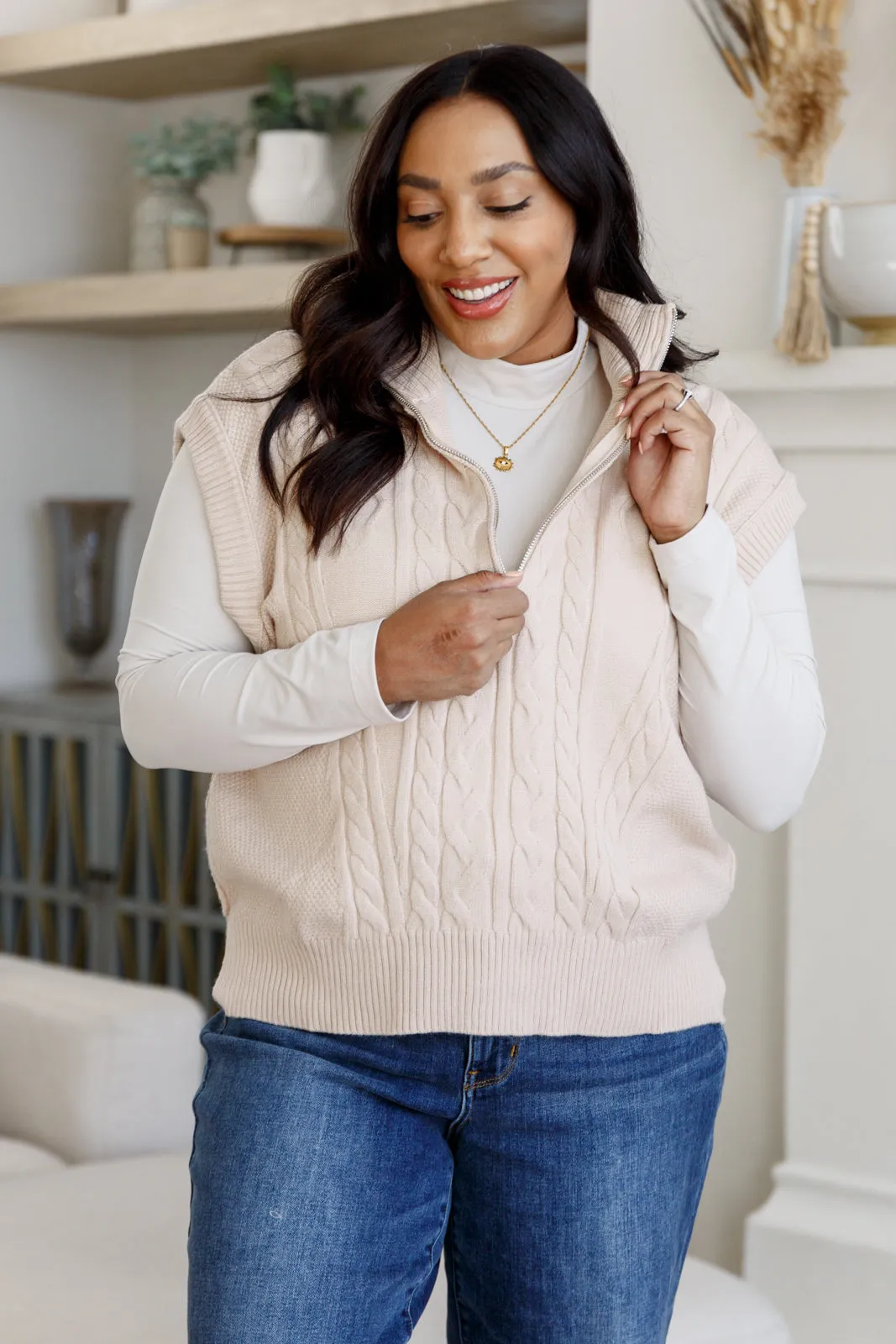 Golf At Four Cable Knit Vest - Heyson