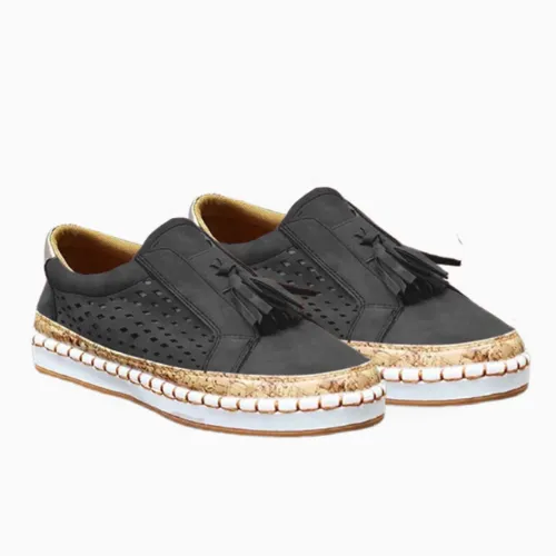 Ladies Sneakers - Slip-On Shoes With Tassel Detail