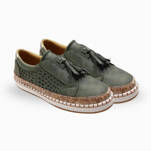 Ladies Sneakers - Slip-On Shoes With Tassel Detail