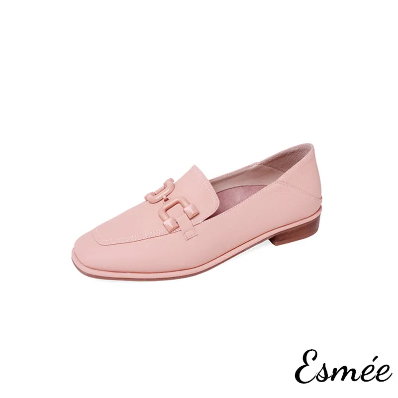 Leather Loafers with Double D Buckle
