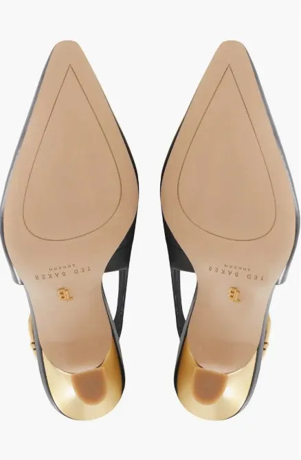 Leather Slingback Pointed Toe Pumps - Black