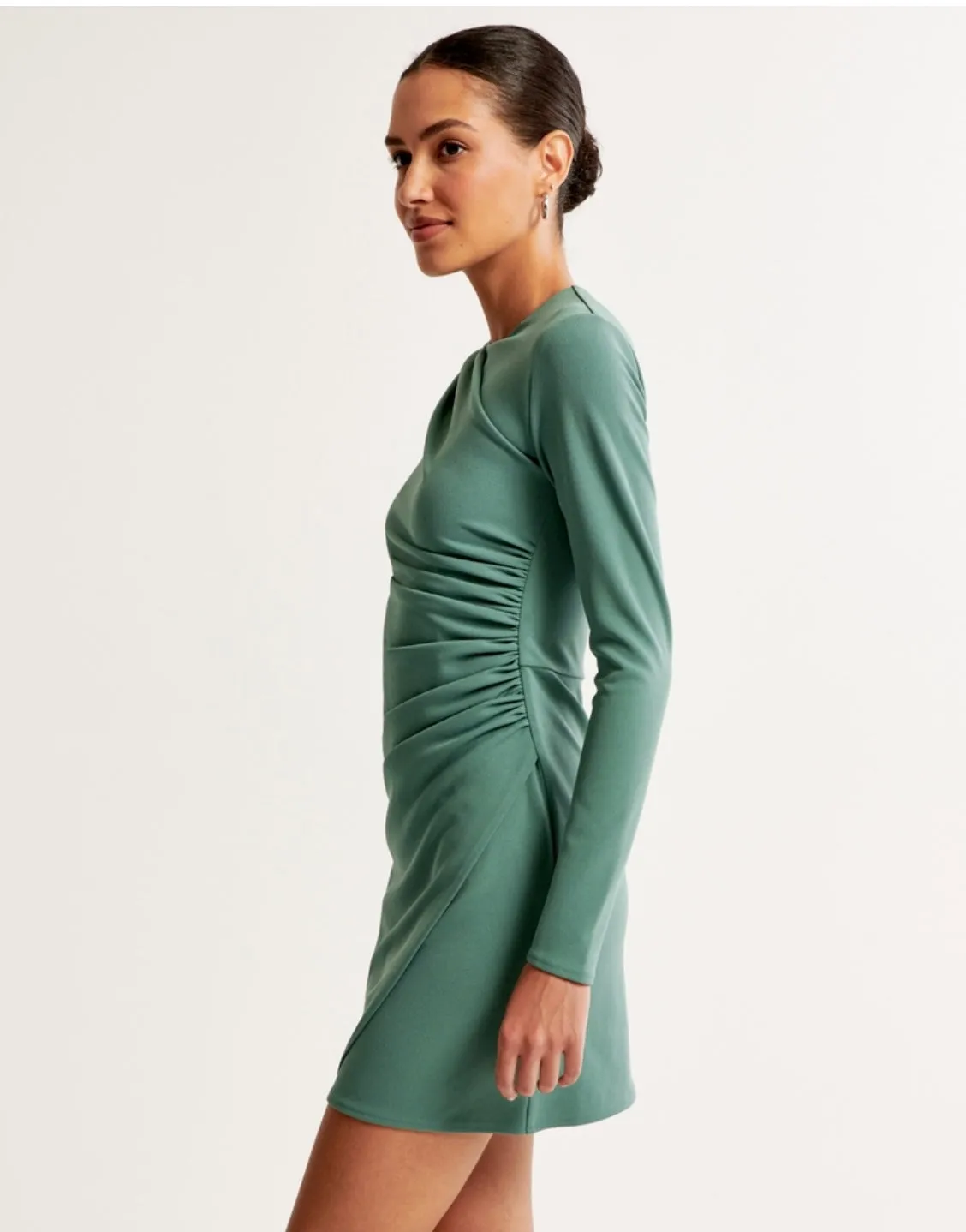 Long-Sleeve Draped Mini Dress