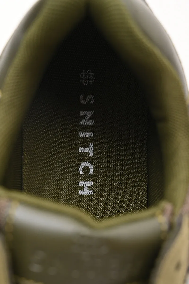 Olive Green Striped Sneakers