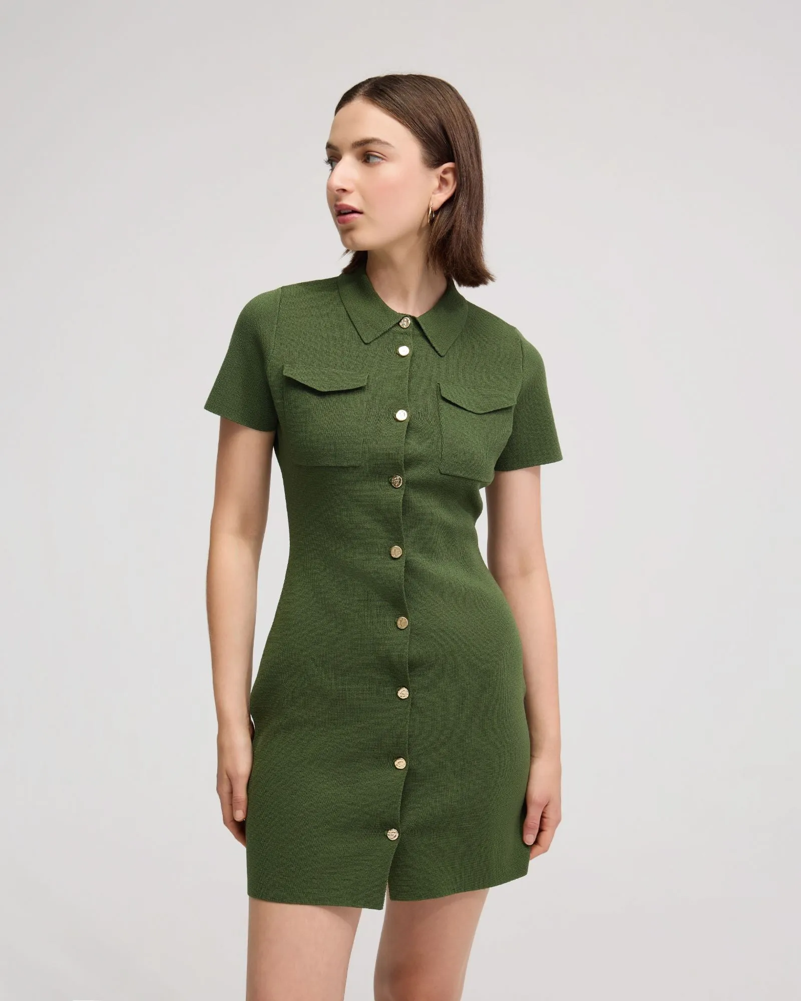 Olive Knitted Mini Dress
