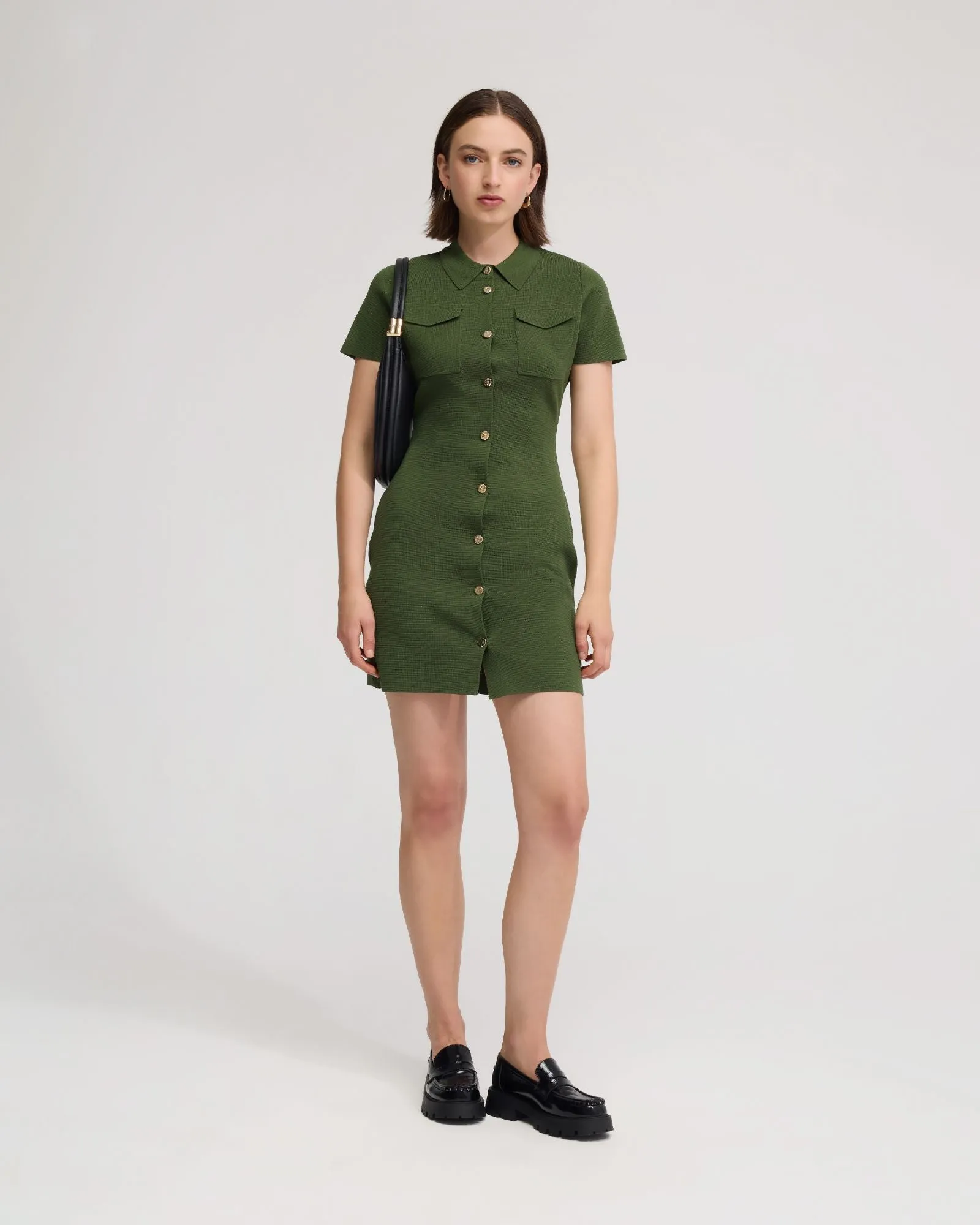 Olive Knitted Mini Dress