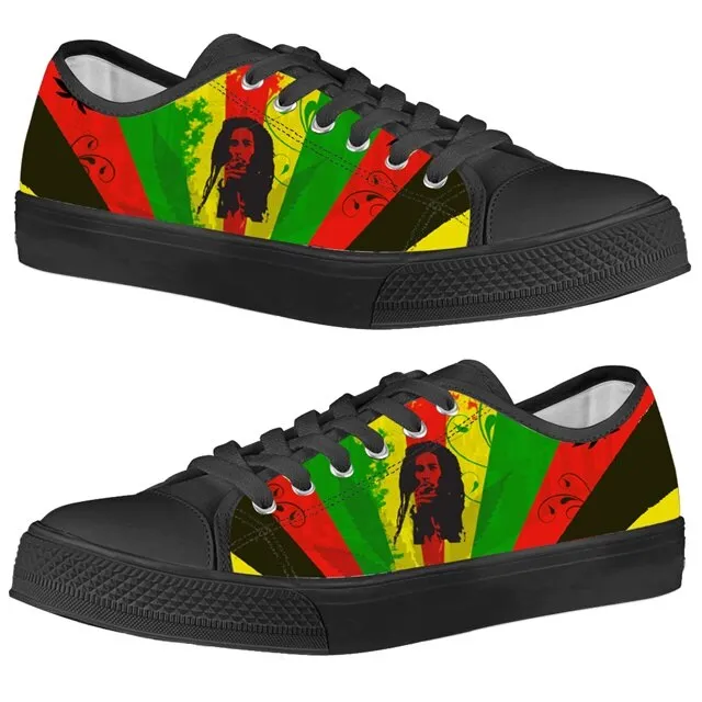Rasta Jamaica Vulcanized 3D Print Canvas Shoes