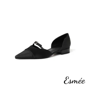 Silk D'Orsay Shoes with Buckle Straps Design