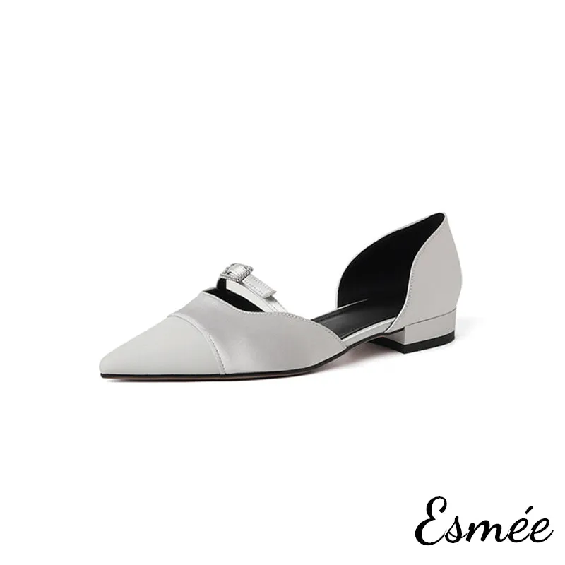 Silk D'Orsay Shoes with Buckle Straps Design