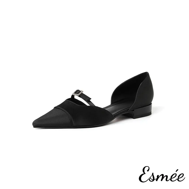 Silk D'Orsay Shoes with Buckle Straps Design