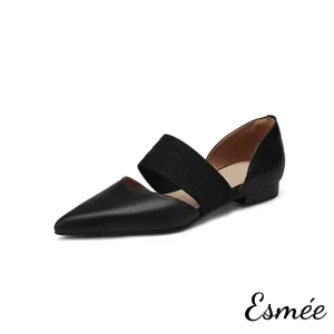 【Size 39 Special Offer】Leather D'Orsay Shoes with Thick Ribbon Straps