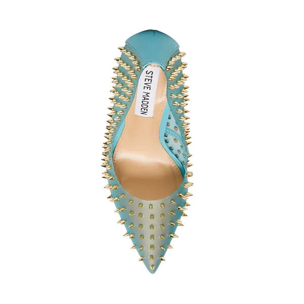 Steve Madden Vala-S Blue Embellished Printed High Stiletto Pointed Toe Pumps