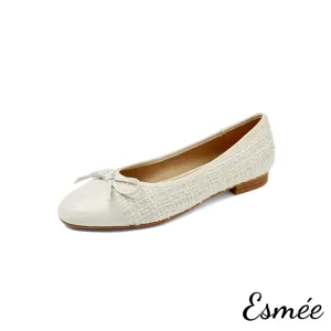 Textured Tweed Flats with Bow Knot