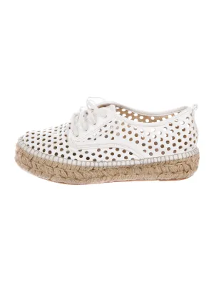 White Perforated Leather Espadrille Sneakers