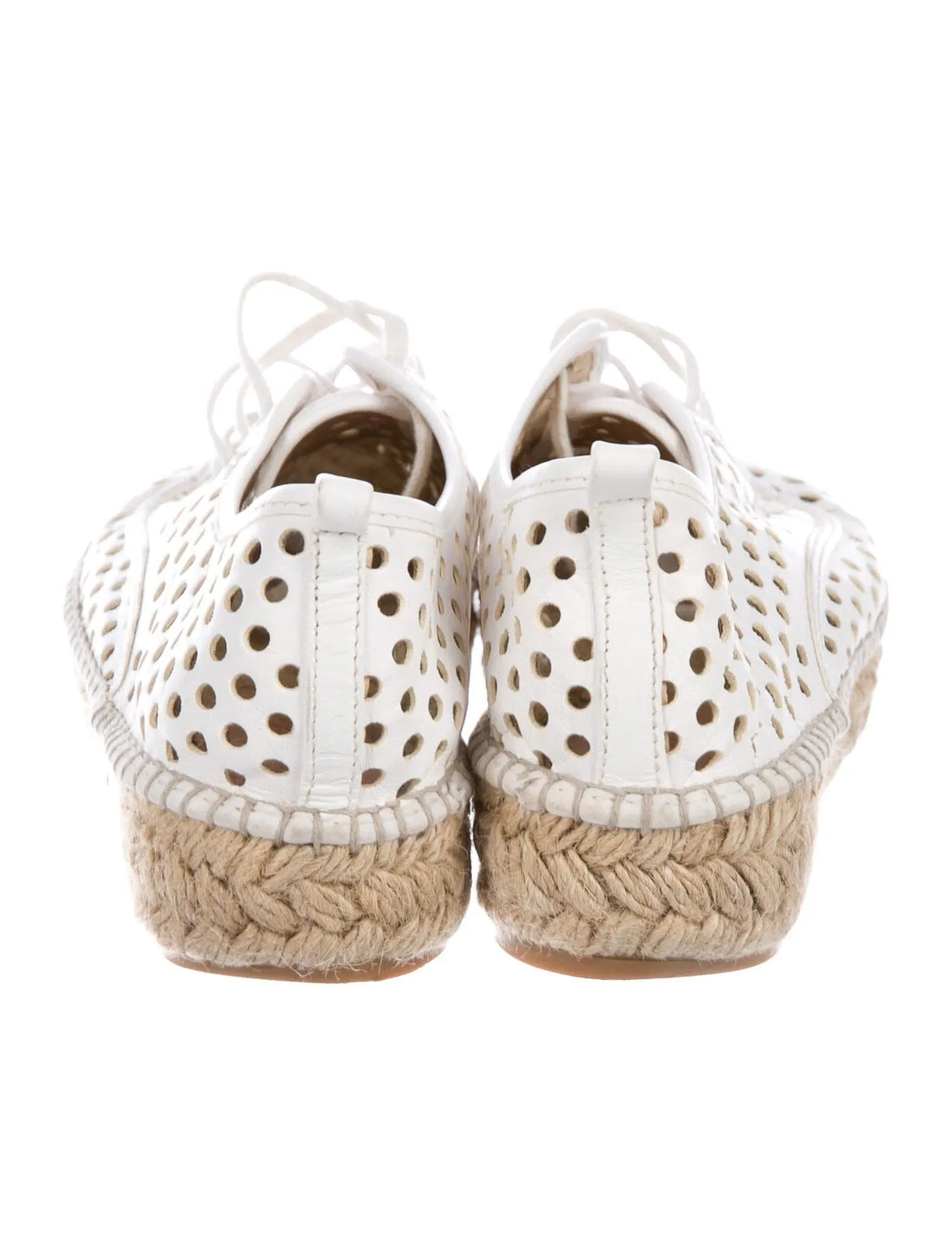 White Perforated Leather Espadrille Sneakers