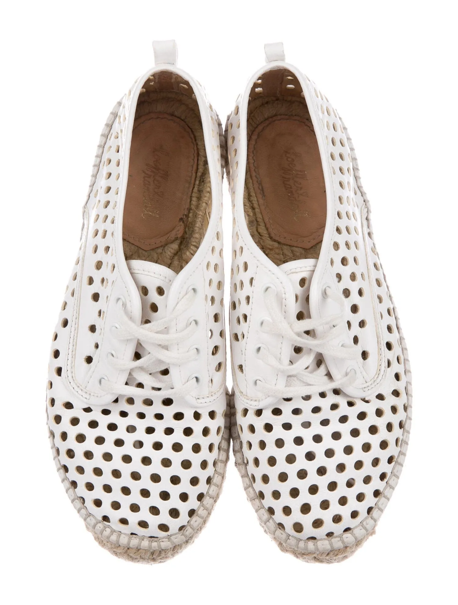 White Perforated Leather Espadrille Sneakers