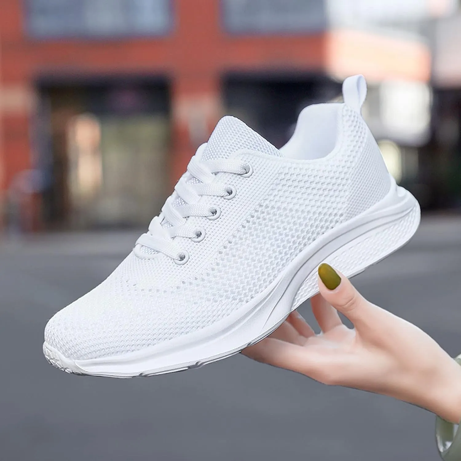Womens Walking Shoes Lace Up Lightweight Memory Foam Cheer Mens Running Shoes Sports Shoes Casual Slip On Sneakers Platform Tennis Shoe Trainers Shoe