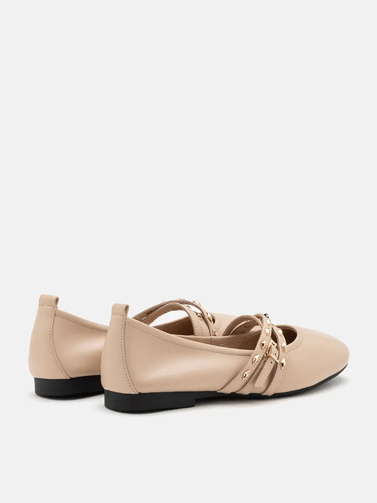 Zia Studded Buckle Flats